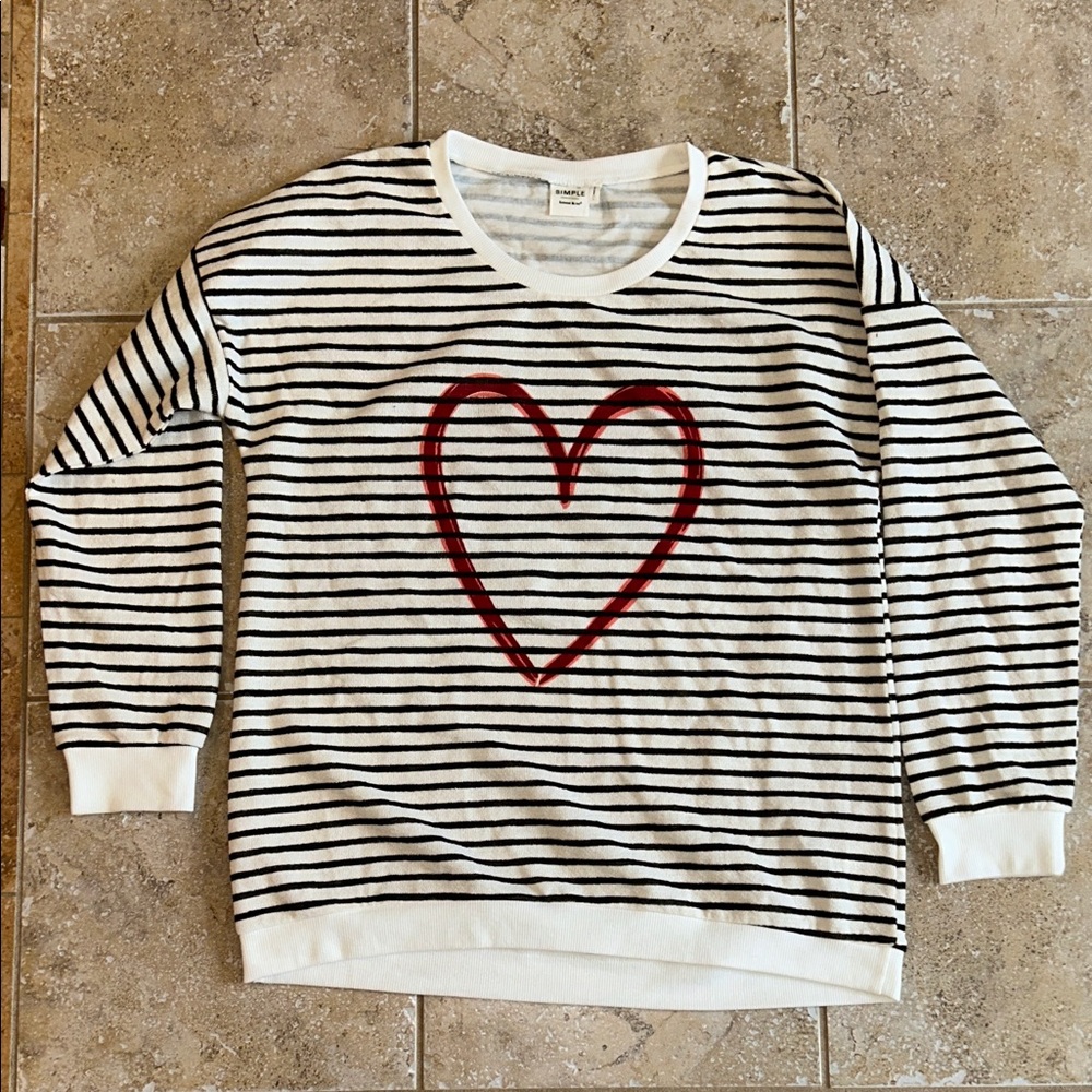 Striped Sweater with Red Heart